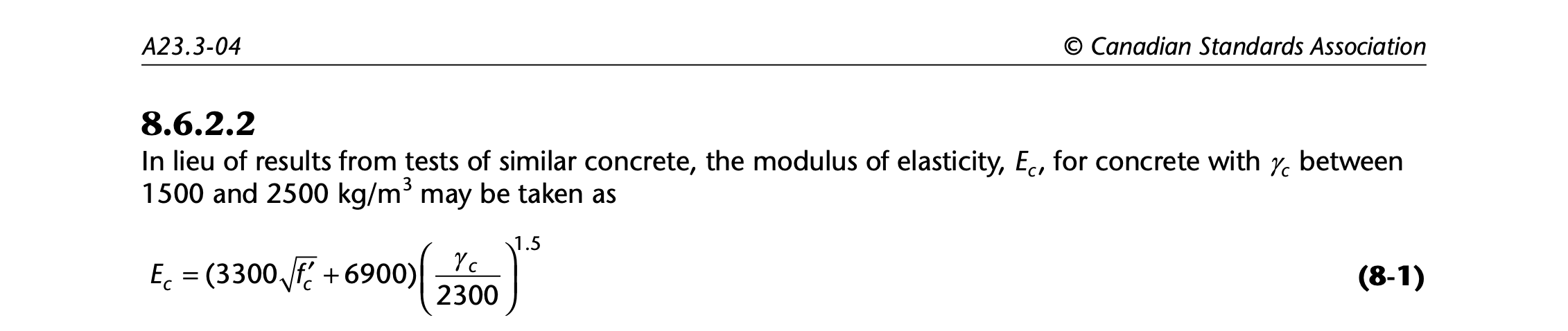 CSA Ec calculation